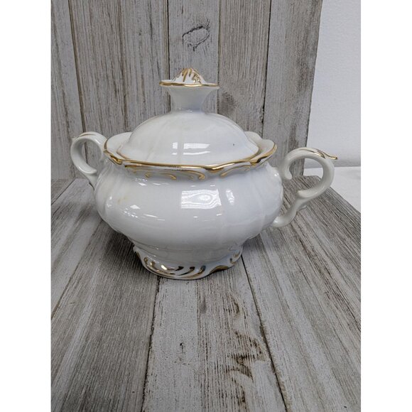 Vintage BOHEMIAN Fine China Creamer & Sugar Bowl With Lid Czechoslovakia BOH53 - Picture 2 of 15